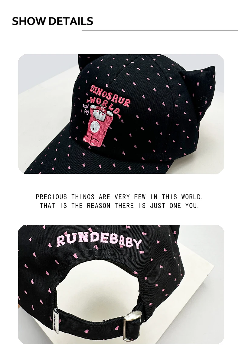Neue Damen-Baseballkappen mit Cartoon-Katzen- und Bärenmotiven, Katzenohren, Buchstaben, Sonnenschutz, Polka Dots, vielseitige koreanische Schirmmützen, süße Mode-Nische – Detail 3