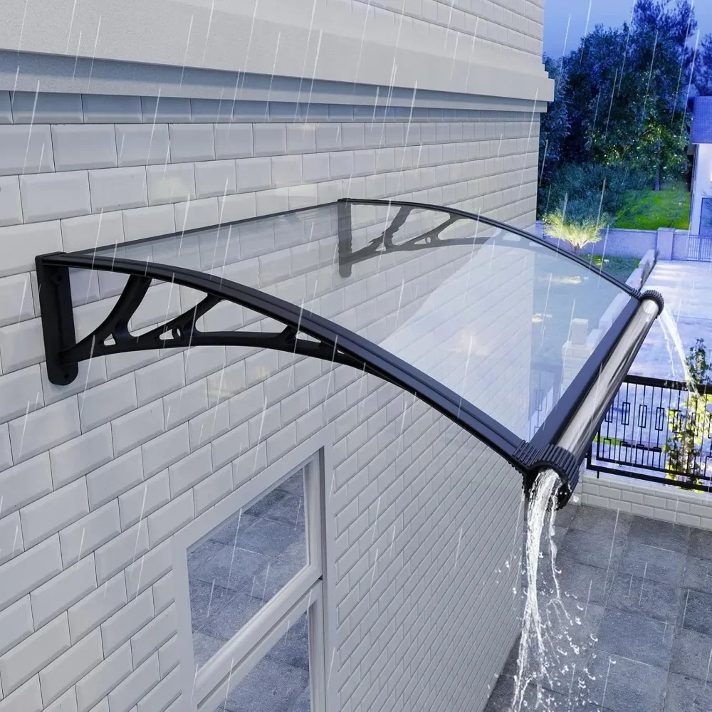 

Door Entrance Awning, 32x48 Inch Door Awning, Polycarbonate UV, Rain and Snow Protection, Front Door Awning Exterior,