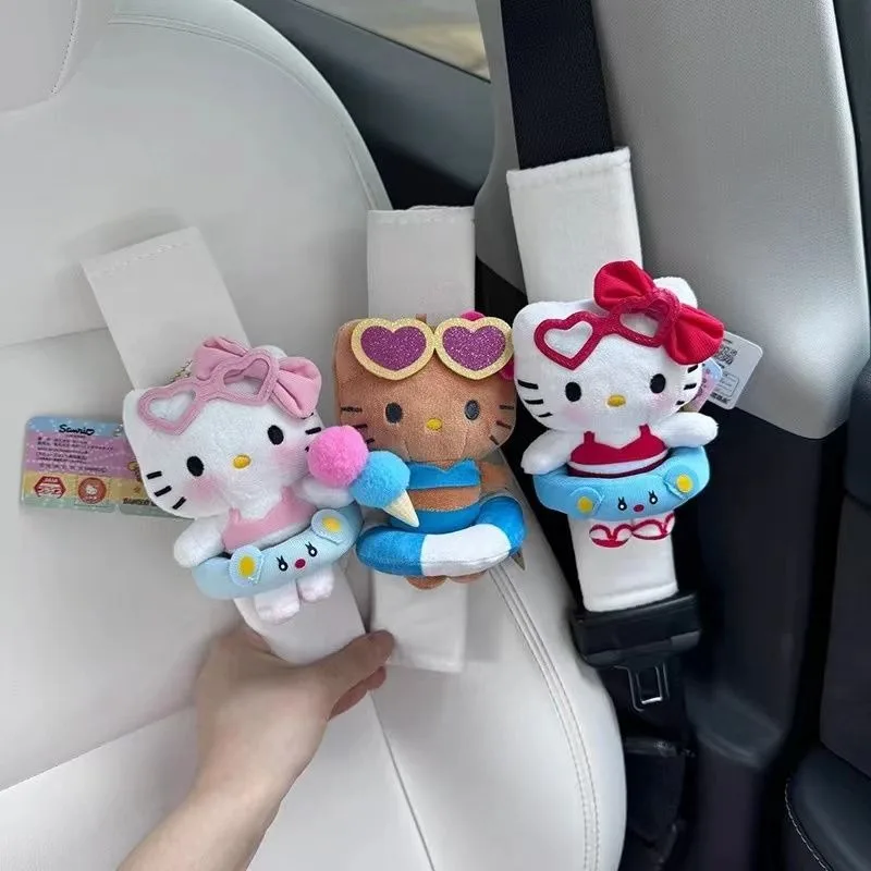 

1 2 шт. Kawaii Sanrio Sweet Hellokitty автомобильный ремень безопасности наплечный чехол милый мультяшный автомобиль украшение кулон подарки для девочек