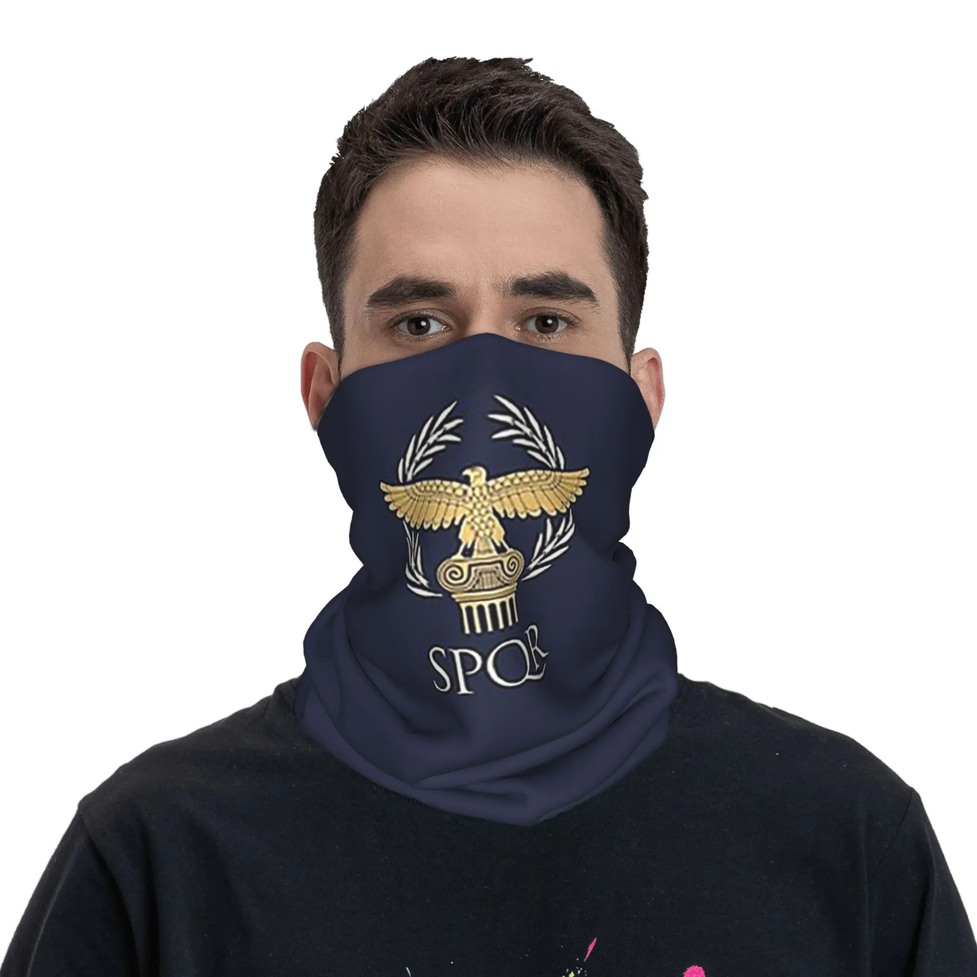 SPQR Römisches Reich, Standard-Adler-Emblem, Bandana, Halstuch, bedruckt, Wickelmaske, Schal, Gesichtsmaske, Wandern, Angeln, für Männer und Frauen