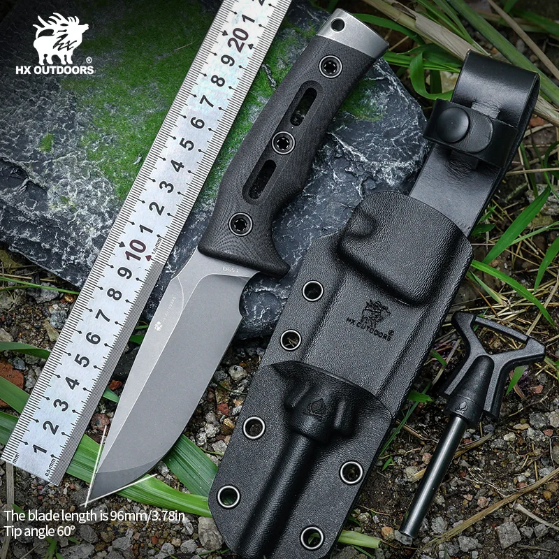 

HX OUTDOORS DC53 Steel Tactical Hunting Knife Survival Knives Fulltang Camping Knives EDC Fish Tool With Sheath Dropshipping