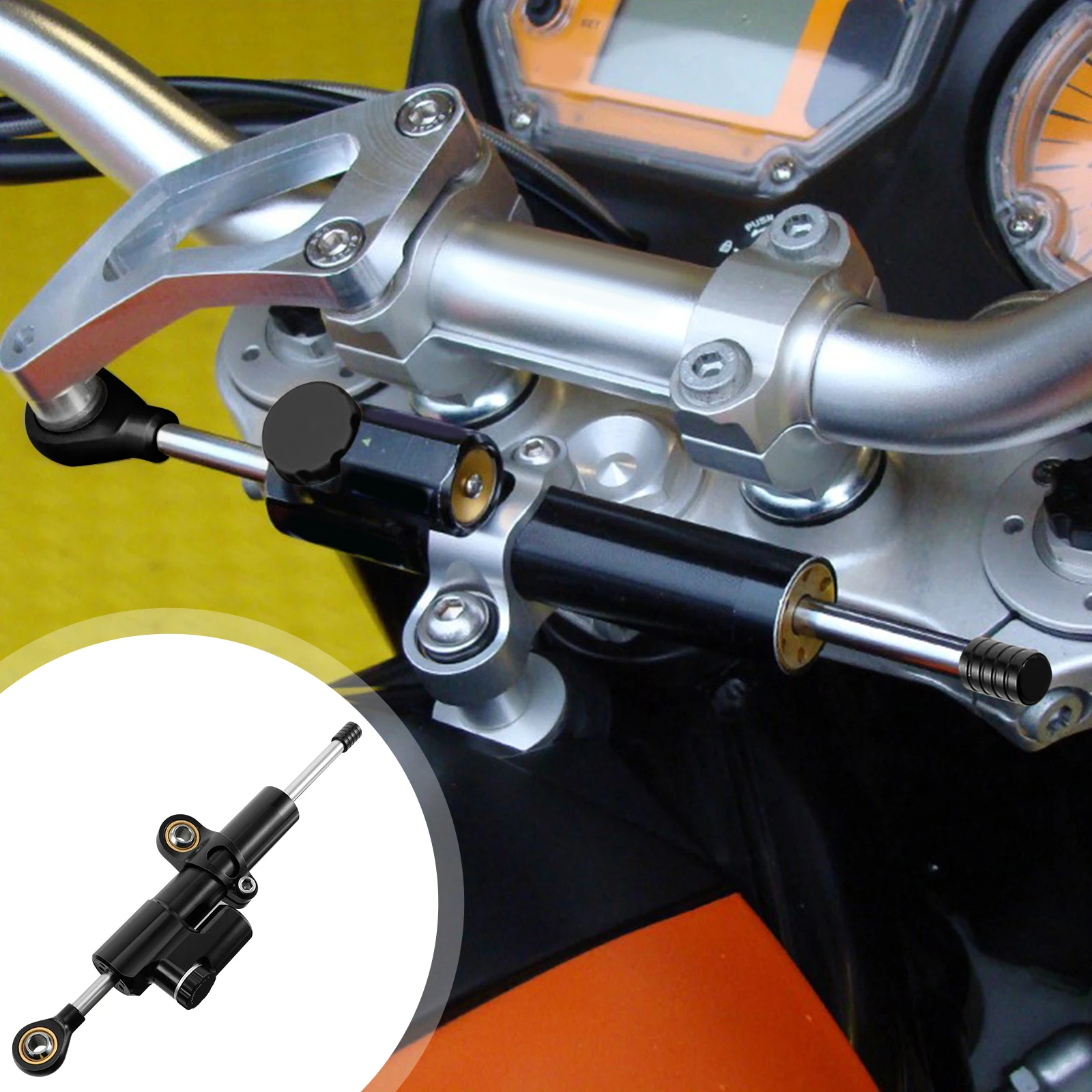 

1pc Steering Stabilizer Damper Direction Control Aluminum Light Weight Rustproof Anti-Oxidation Easy Install No