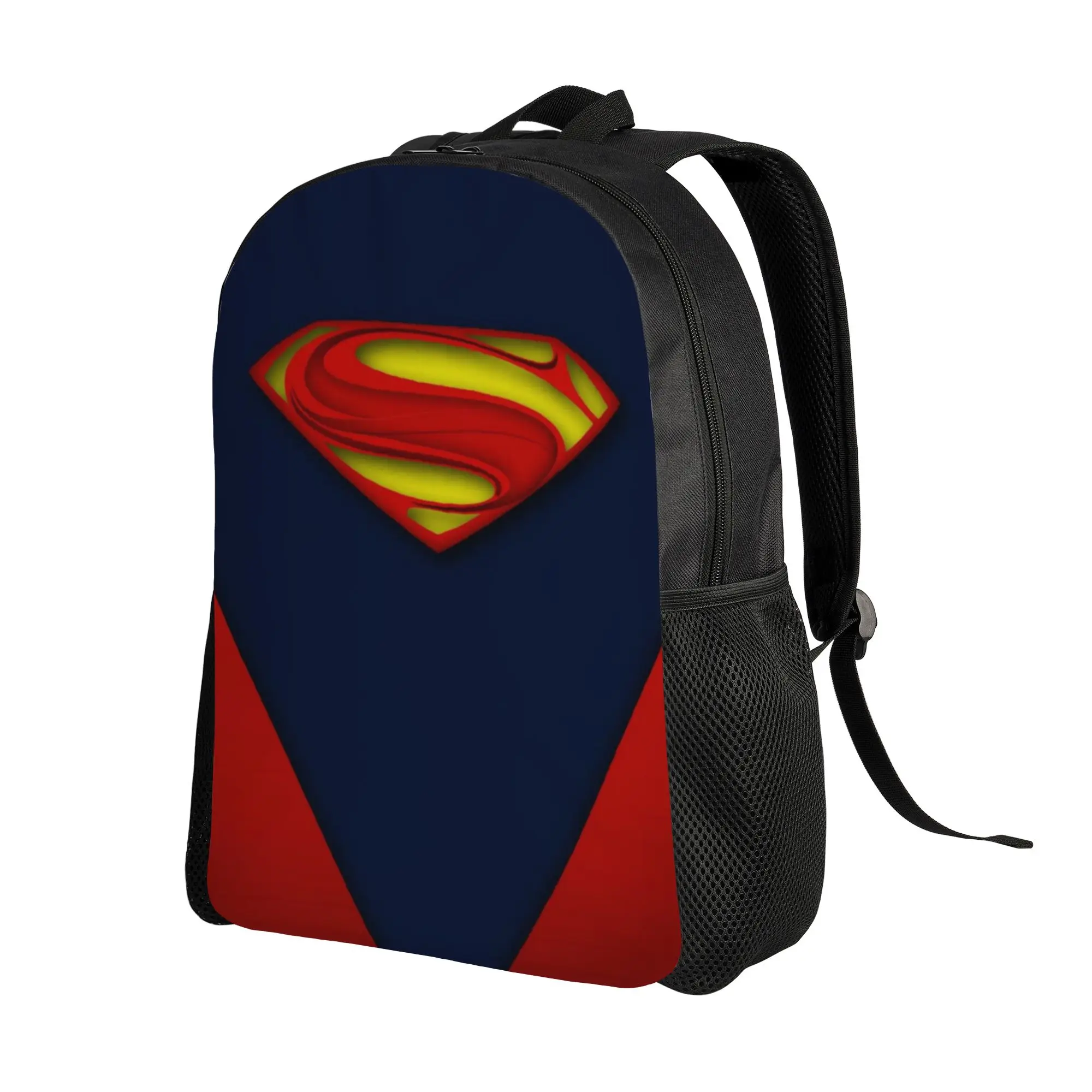 Back to school season Minimal Suit Style Superman Badge Rucksack  Men Women Adult Harajuku Design Backpack