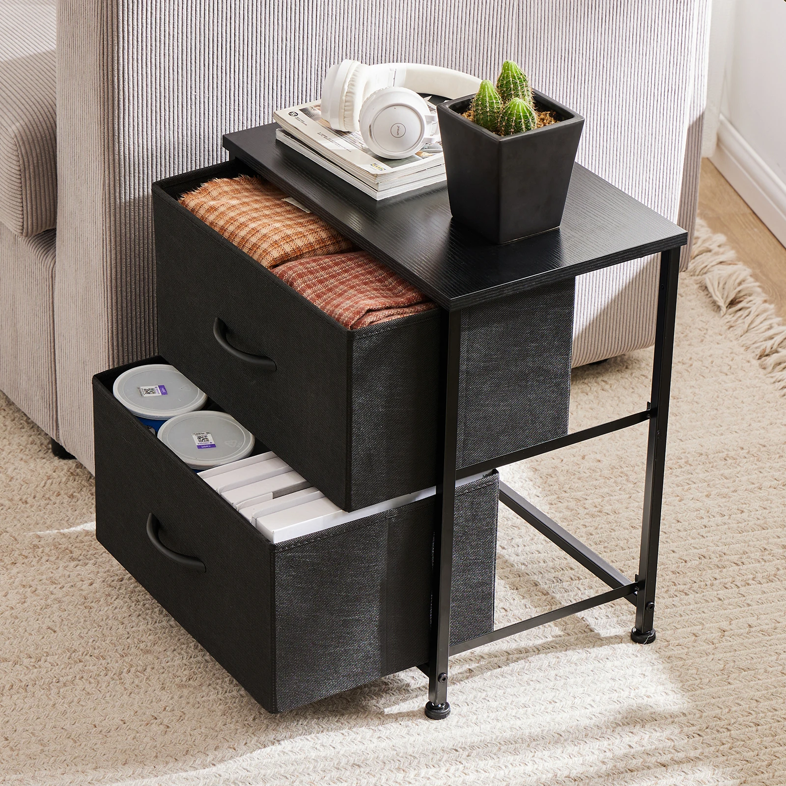 JHK Nightstand Bedside Coffee Sofa Tea Table Storage Closet Chest Clothes Display For Bedroom 2