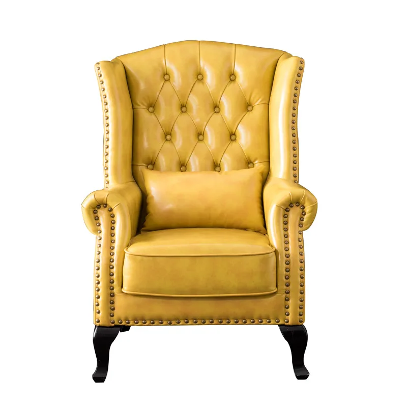 American single sofa, small apartment, living room, bedroom, study, leather sofa chair