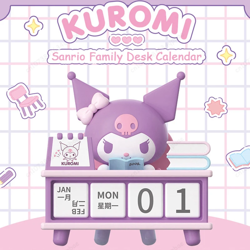 MINISO Sanrio-Calendario de escritorio para niños, Serie de adornos, lindo perro Pacha Kuromi Pochacco, adornos de mesa, juguete de regalo