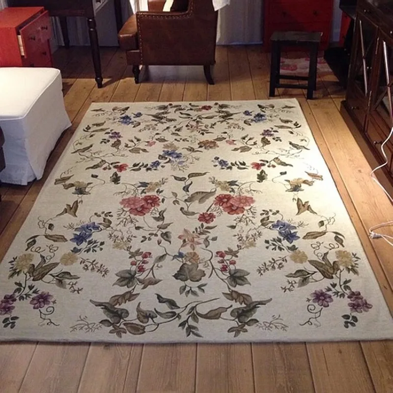 Nordic Light Luxury Printed Living Room Carpet Rural Romantic Bedroom Rug Non-slip Machine Washable Sofa Table Mat Tapis Ковер