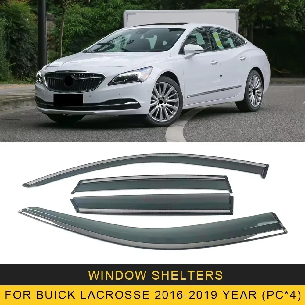 

Chrome Strips Rain Guards for BUICK LaCrosse 2009-2019 Window Visor Wind Deflectors Door Visor Vent Shades Ventvisor