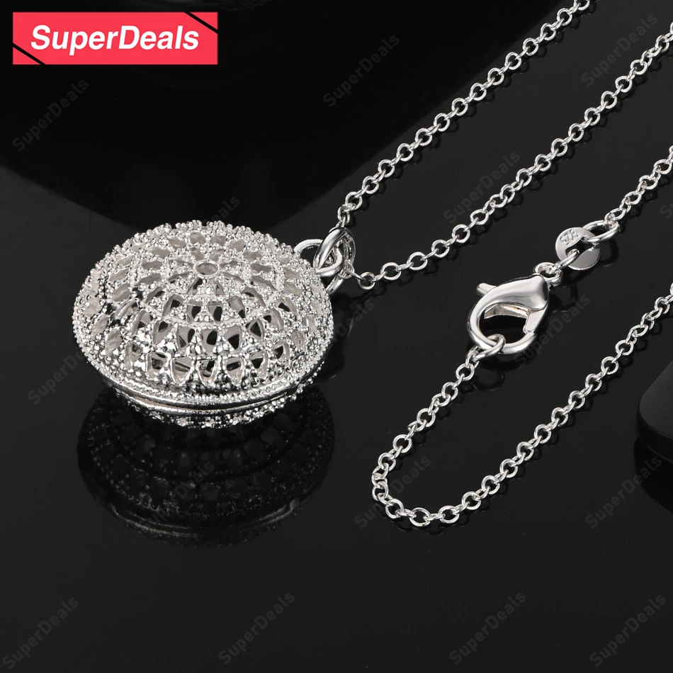 

SuperDeals 925 Sterling Silver 16-30 Inch Round Pendant Necklace Fashion Versatile Jewelry Birthday Wedding Party Gift For Women