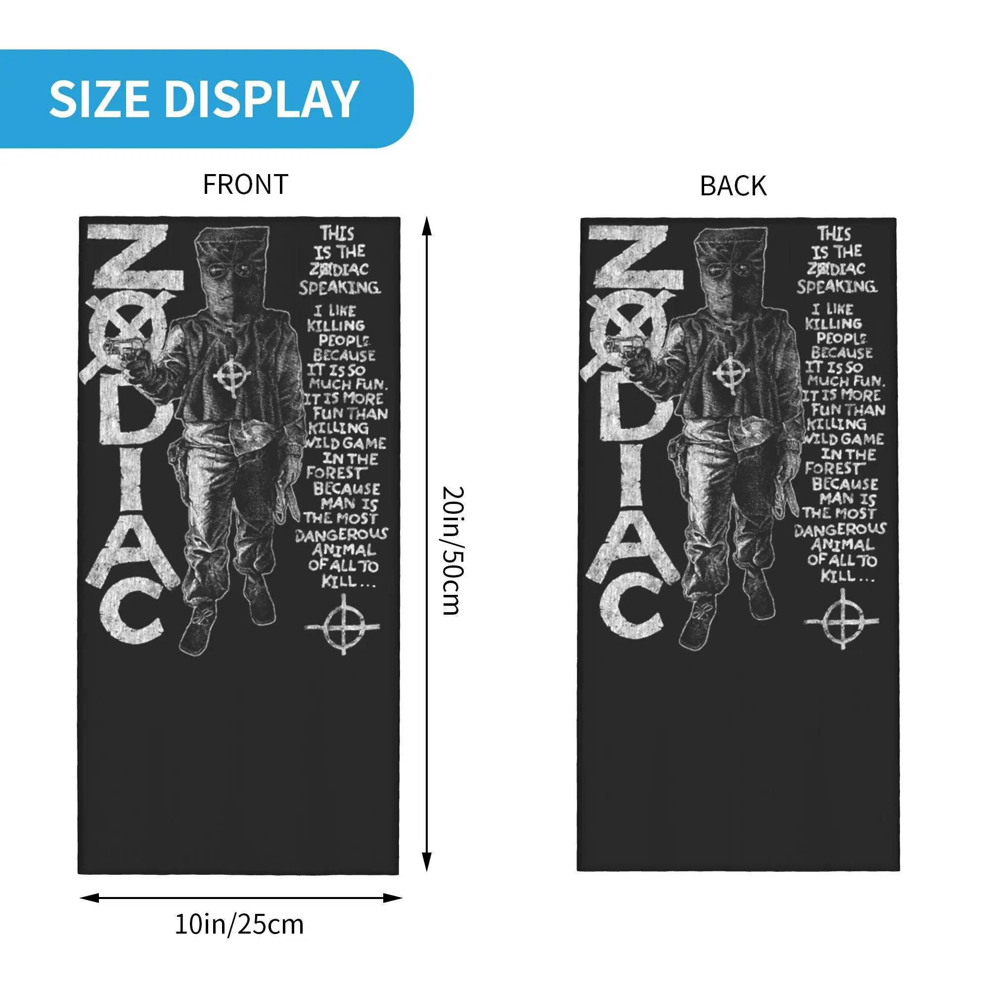 زودياك ، ديفيد فينشر ، الجريمة ، القاتل التسلسلي باندانا الرقبة الجراب قناع مطبوع وشاح متعدد الوظائف الدراجات وشاح الجري الرجال النساء