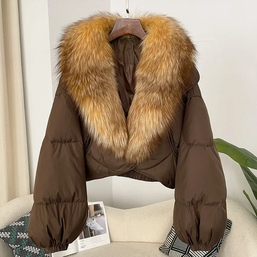 OFTBUY Luxuriöser, extragroßer Parka mit natürlichem Fuchspelzkragen für Damen, Winter 2025, 90% weiße Entendaunenjacke, Echtpelzmantel für Frauen – Detail 27