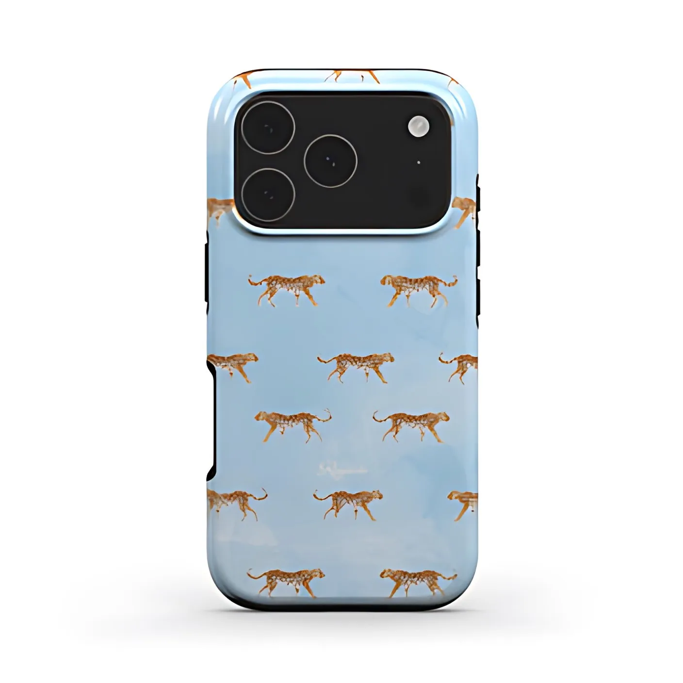 Blue Cheetah Print Phone Case for Samsung Galaxy S20 S23 S24 S25 S26 FE Plus Ultra Edge 4G 5G Luxury Double-layer Back Cover