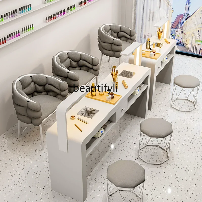 Multifunctional manicure table and chair cover, economical single and double light luxury ins manicure table cream style