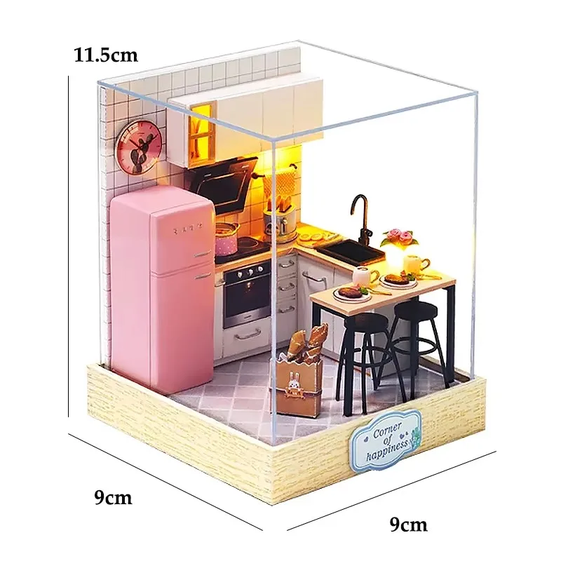 DIY Mini 3D Puzzles Holz Puppenhaus mit Möbel Licht Kits Puppenhaus Casa Miniatur Zubehör handgemachte Holzspielzeug Geschenke – Detail 14