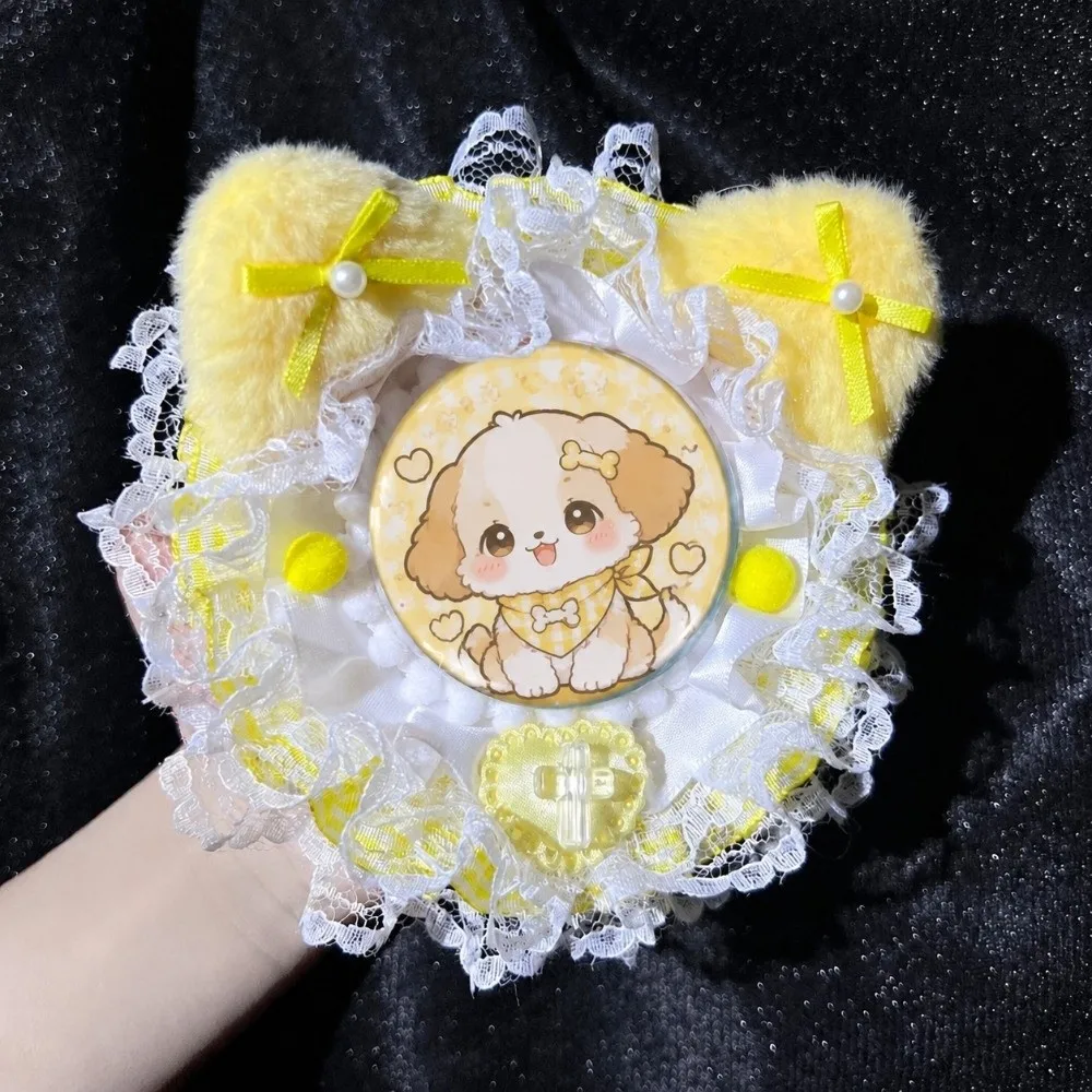 Cat Ear Badge Holder Lace Ribbon Badge Rosette Badge Display Stand Handmade Anime Pin Display Bag for Cosplay Gift Collection
