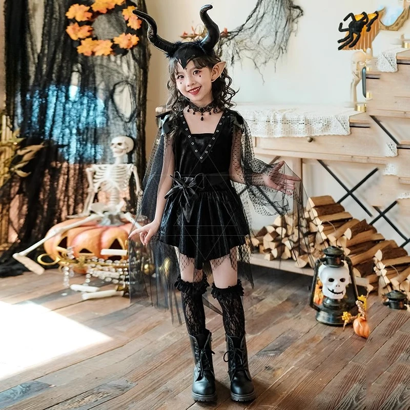 Halloween, Kostiumy dziecięce, Nocne Elfy, Małe Diabły, Wiedźmy, Kostiumy sceniczne, Występy, Dziewczynki, Wampiry, Sukienki