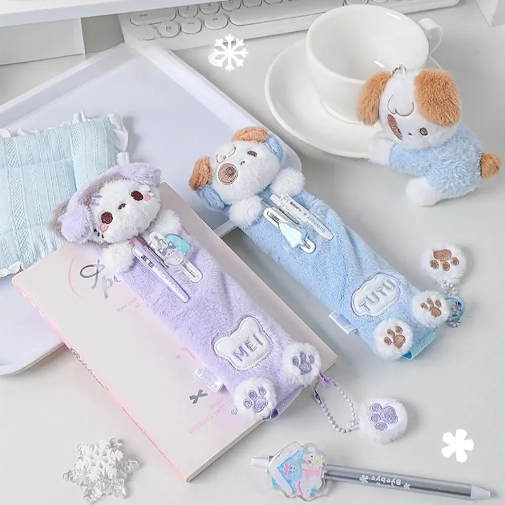 Nuova custodia per matita da lettura in peluche Mini borsa per cancelleria per cartoni animati con borsa per penne con fasciatura per cravatta Materiale scolastico