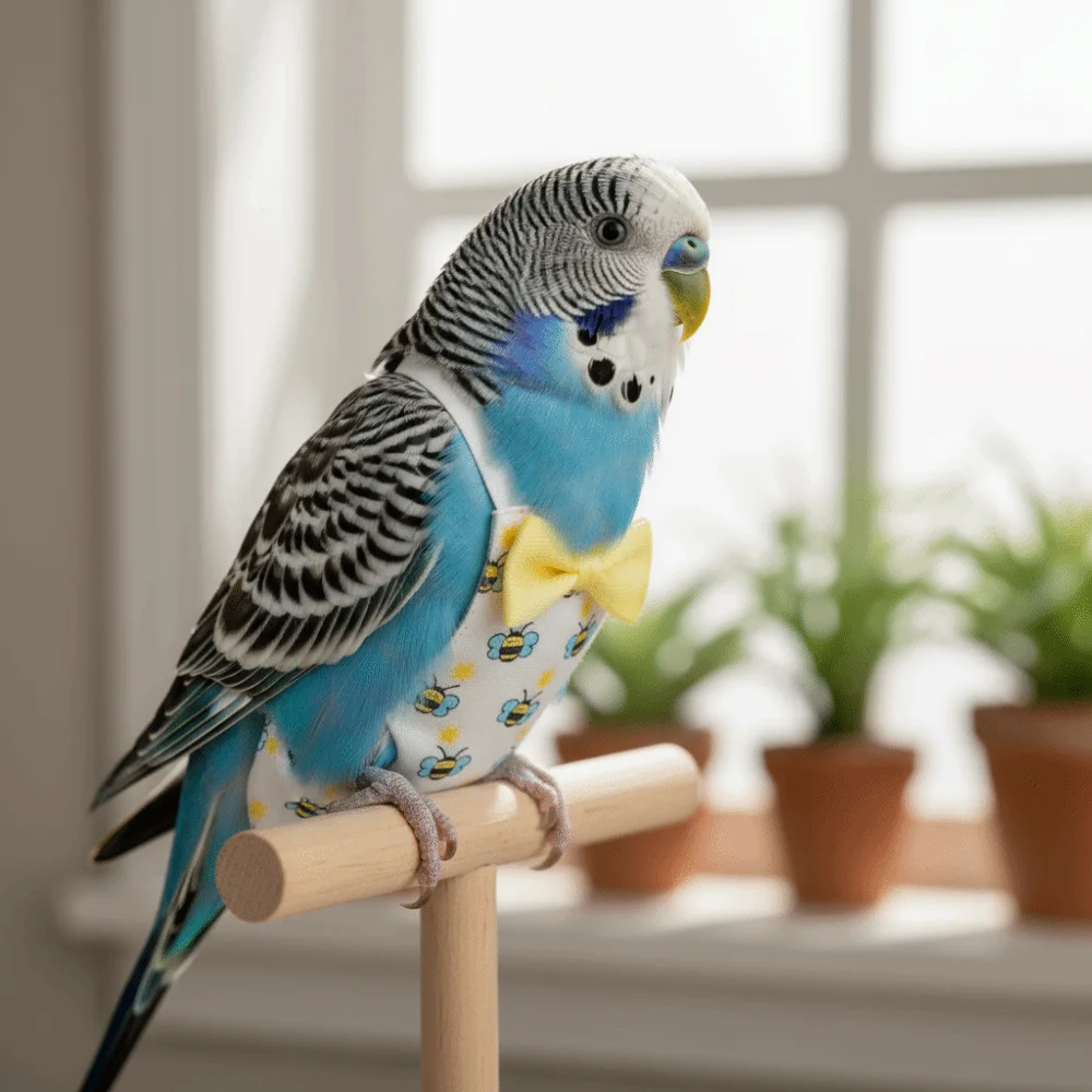 Cute Adjustable Pet Parrot Diaper Cartoon Animal Pattern Bowtie Bird Flight Suits Breathable Bird Nappy Travel