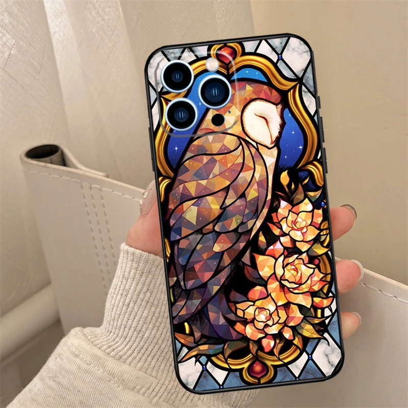 Stained Glass Painting Case For iPhone 16 15 12 13 Mini 11 14 Pro Max X XR XS Max 7 8 14 Plus Cover Coque