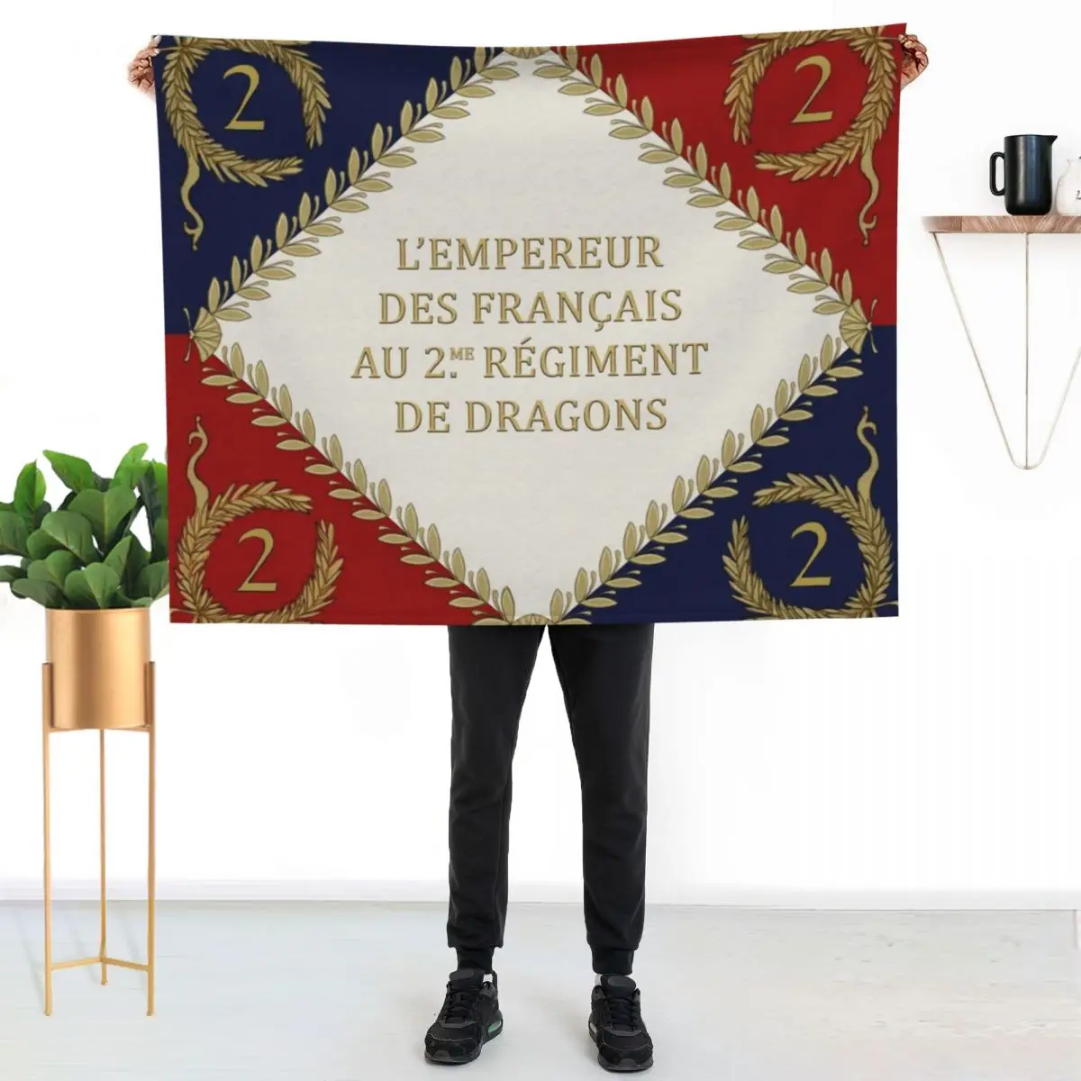 

Napoleonic French regimental flag '2me' Rgiment de Dragons 1804 Throw Blanket Decorative Soft Throw Blanket for Couch Sofa