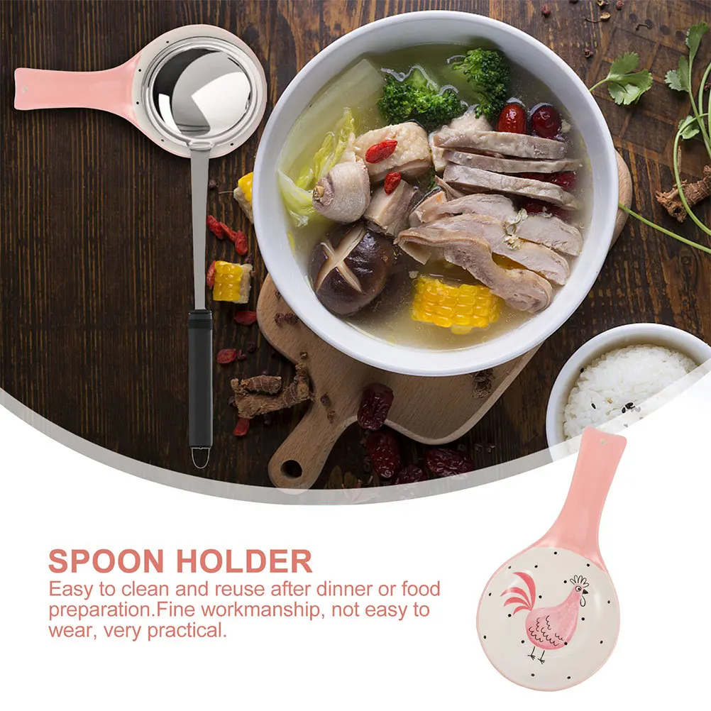 

2Pcs Ceramic Spoon Holder Sturdy Wear-Resistant Scoop Rest for Household Kitchen Dining Table Scoop Holder Ceramic Spoon Rest
