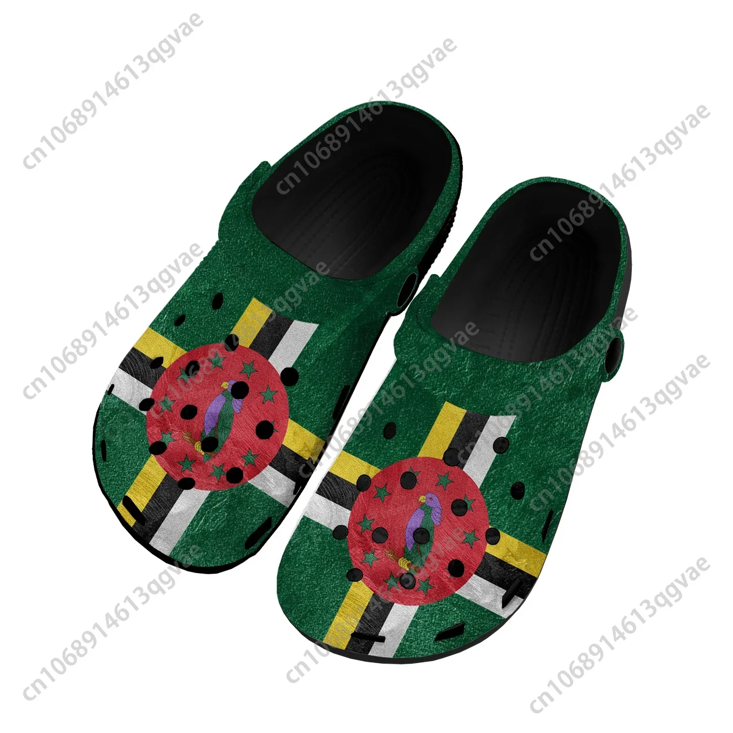 Commonwealth of Dominica FLAG บ้าน Clogs รองเท้าน้ำที่กำหนดเองผู้ชายผู้หญิงวัยรุ่นสวนรองเท้า Clog ระบายอากาศชายหาดหลุมรองเท้าแตะ