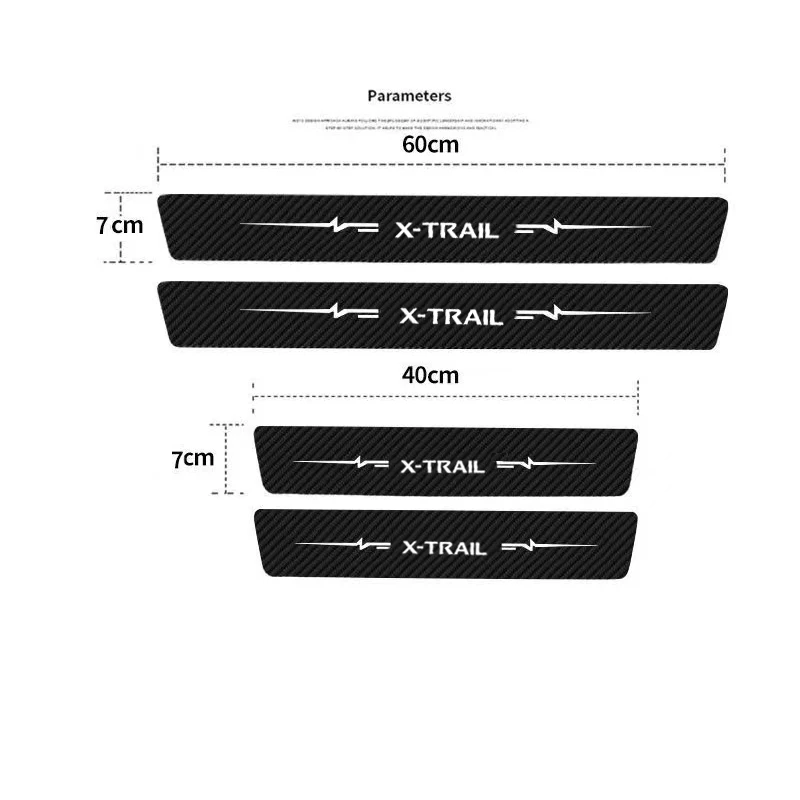 Carbon Fiber Door Threshold Strip Tape for Nissan X-Trail Logo Car Door Sill Sticker Scuff Scratch Anti Kick Decal Accessories