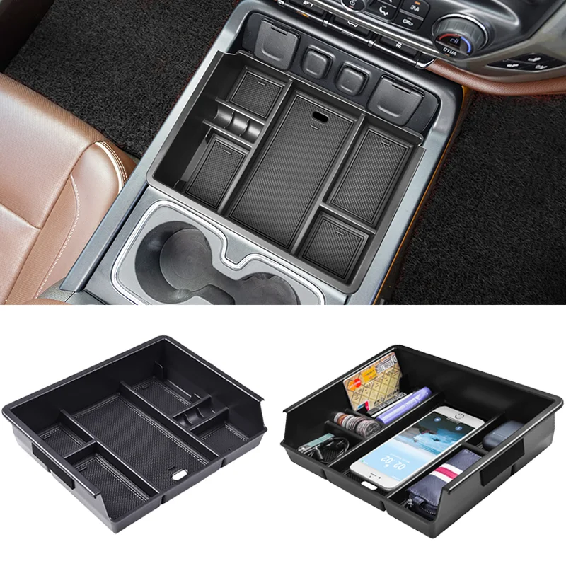 

For Chevy Silverado/GMC Sierra 1500 2014-2018 and Silverado/Sierra 2500/3500HD 2015-2019 Central Armrest Storage Tray Box