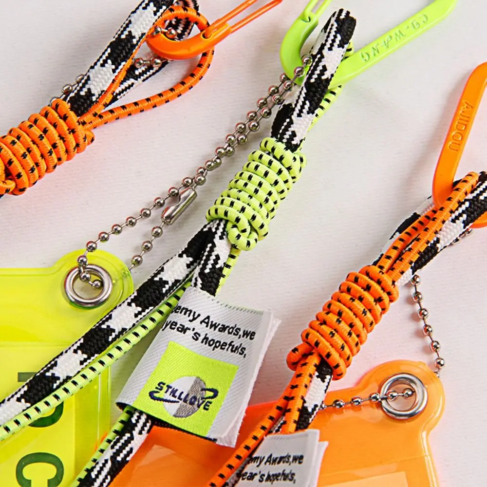 Fluorescent Color Card Holder Lanyard Transparent PVC Material ID Card Strap Bag Charm Metal Keyring Credential Holder