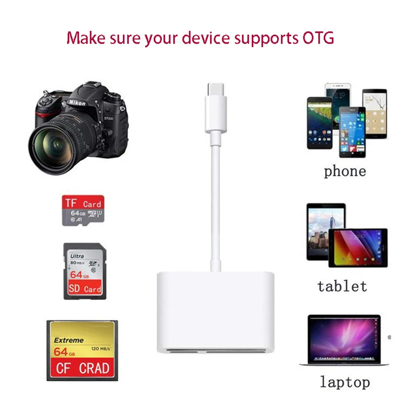USB2.0 CF Card Reader CCD Digital Camera Compact Flash Memory Card Viewer Writer Data Transfer Adapter Extend USB Memory Dongle