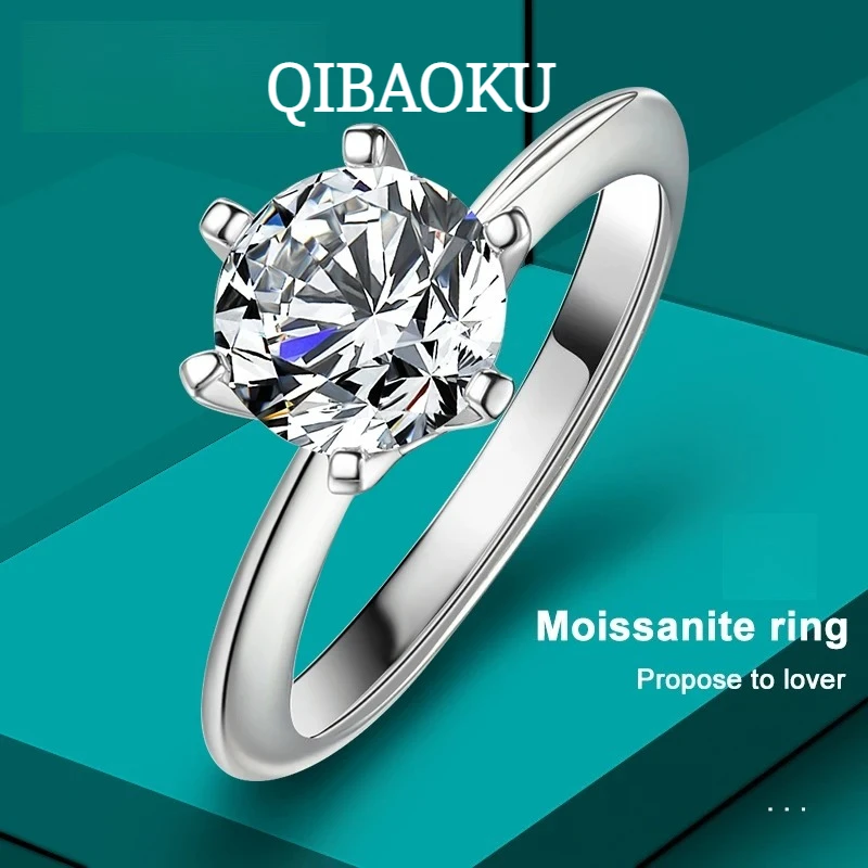 QIBAOKU Original 925 Sterling Silver Ring Moissanite Diamonds with Certificate Jewelry Wedding Engagement Rings for Women 2026