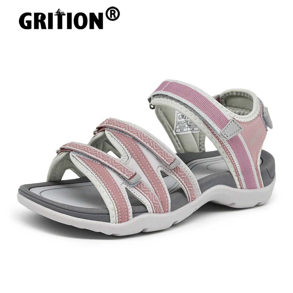 GRITION Womens Beach Sandals Fashion 2022 Outdoor Flat Sandals Breathable Non Slip Hiking Trkiing Summer Sports Casual Size36-41