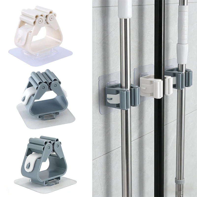 4/8PCS Mop Storage Holder Rack Bathroom Hanging Pipe Mop Clip Broom Hanger Wall-Mounted Waterproof Mop Rack Broom Stand Support