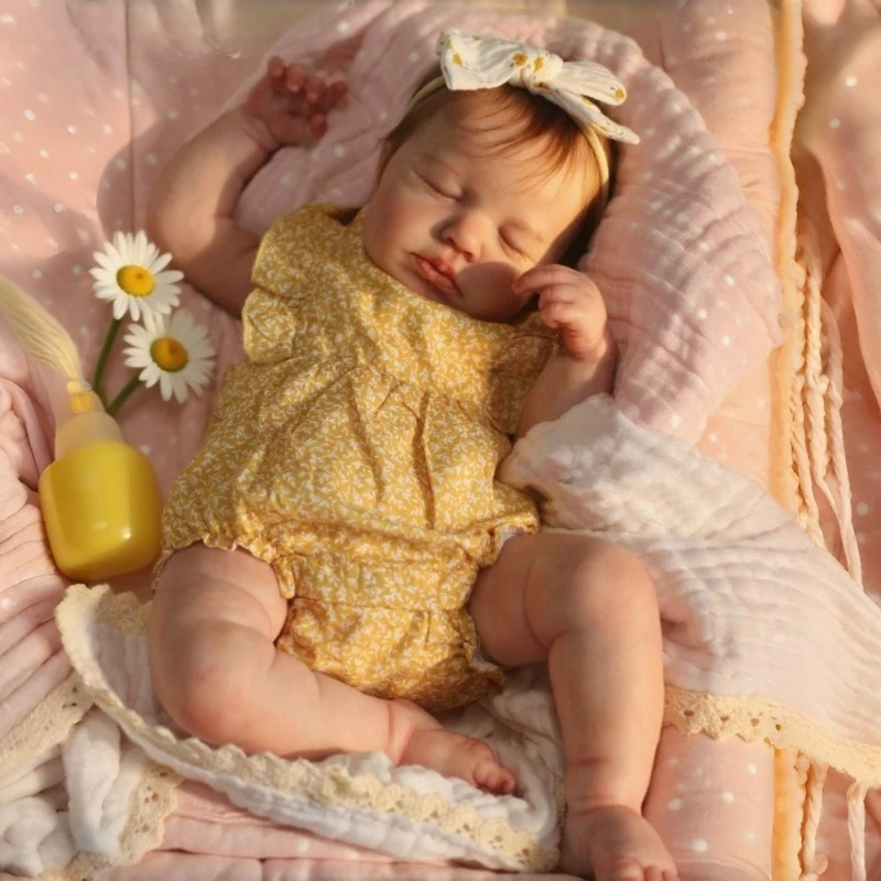 

BZDOLL 48cm 19in Full Vinyl Asleep Reborn LouLou Doll, Pacifier & Bottle Set, Lifelike Newborn Toy, Birthday Gift
