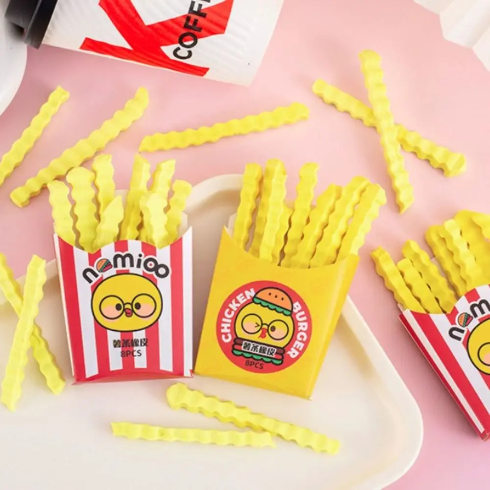 Correction Creative French Fries Eraser Portable Novelty Cute Student Eraser Boxed Funny Pencil Wiping Eraser Children