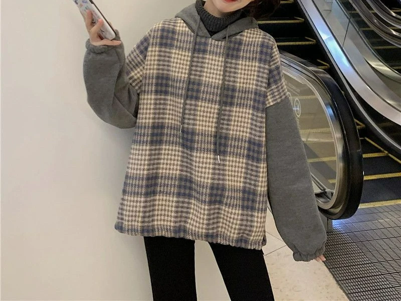 سترة شتوية منقوشة برقبة عالية لعام 2025 مكونة من قطعتين للنساء سترة علوية سميكة ومتعددة الاستخدامات مبطنة بالصوف