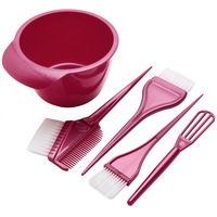 5pcs/set Professional Hair Coloring Kit Fashion Pink Hair Dye Brush Hair Dye Bowl for Barber Salon Home Use Hairdressing Tools