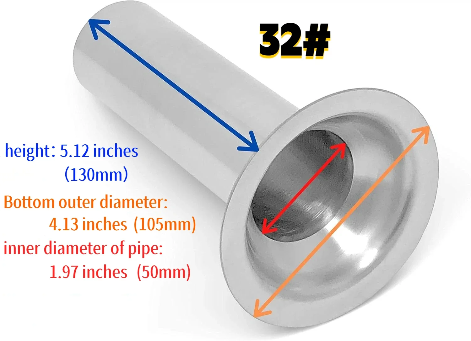 22 # 32 # Meat Grinder Stainless Steel Sausage Tube 50mm/2-Inch Large-Diameter Meat Bag Filling Tube, Food Grinder Accessories view 3