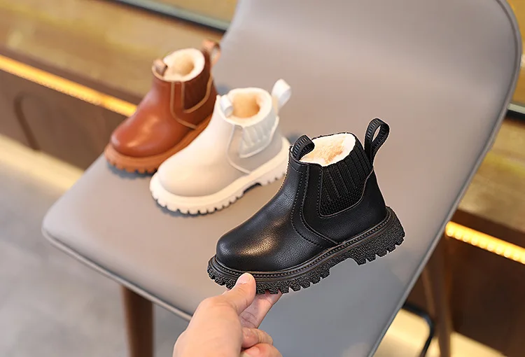 Herbst-Winter Baby Kinder Kurze Stiefel Warme Jungen Mädchen Schuhe PU-Leder Kinderstiefel Modische Kleinkindstiefel Kinder Schneeschuhe – Detail 2