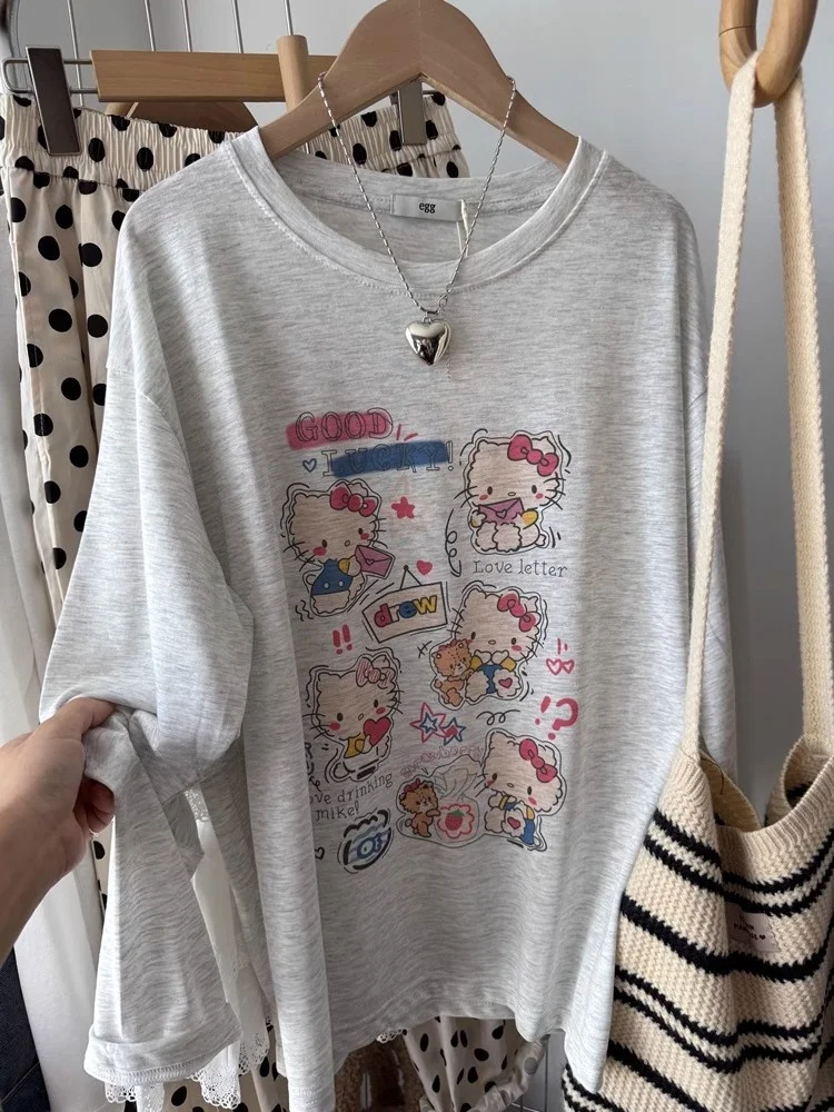 Tamanho grande 300 pou coreano sle ort sve camiseta feminina verão legal floco de neve algodão respirável impresso topo