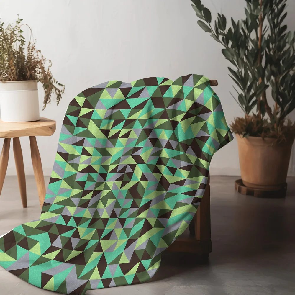 Geometric Triangle Pattern Fleece Blanket Soft Warm Throw Sofa Bed Cover Gift for Kids Teens Women #3