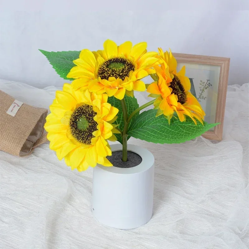 3 LED Night Light Rechargeable Sunflower Lights Interior Lighting Bedroom Bedside Desktop Decoration Table Lamp Night Lamps