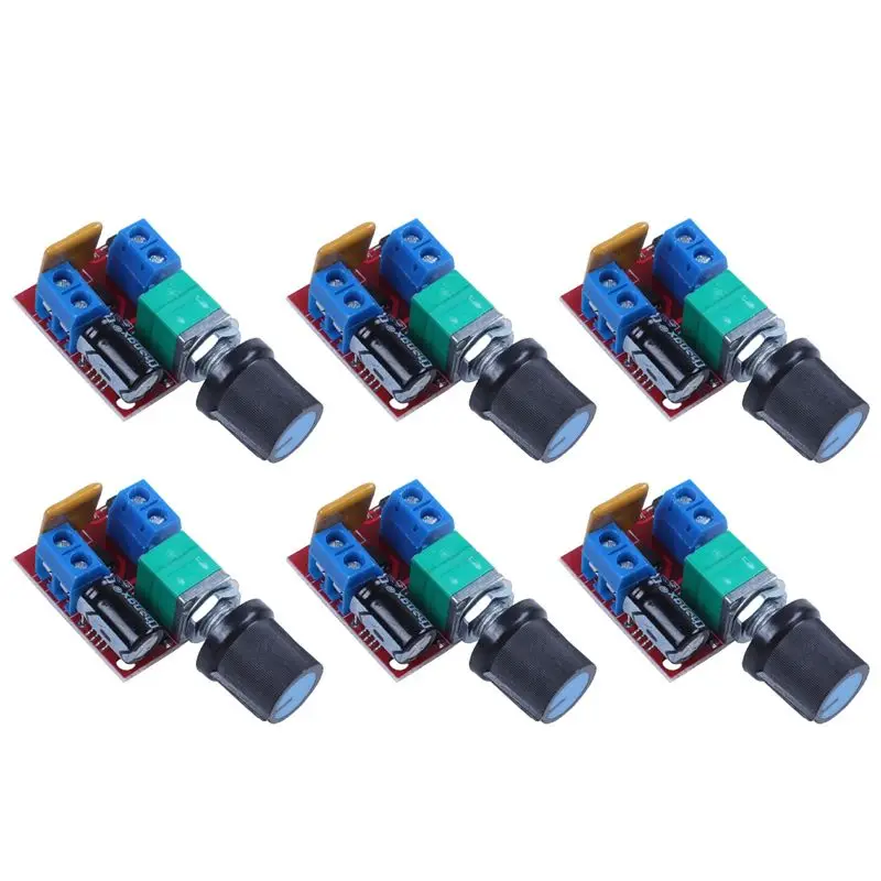 6X Mini DC Motor PWM Speed Controller 3V 6V 12V 24V 35VDC 90W 5A DC Motor Speed Control Switch LED Dimmer