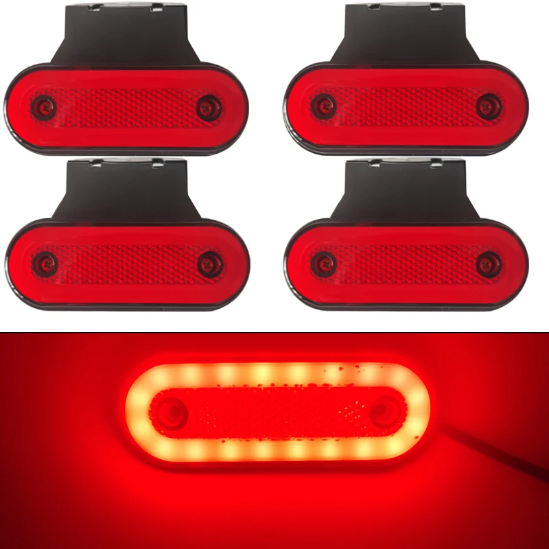 4pcs 24V Led Side Marker Light with Bracket Truck Clearance Lamp Tail Light Trailer Tractor Lorry Warning Parking Lamp for Volvo