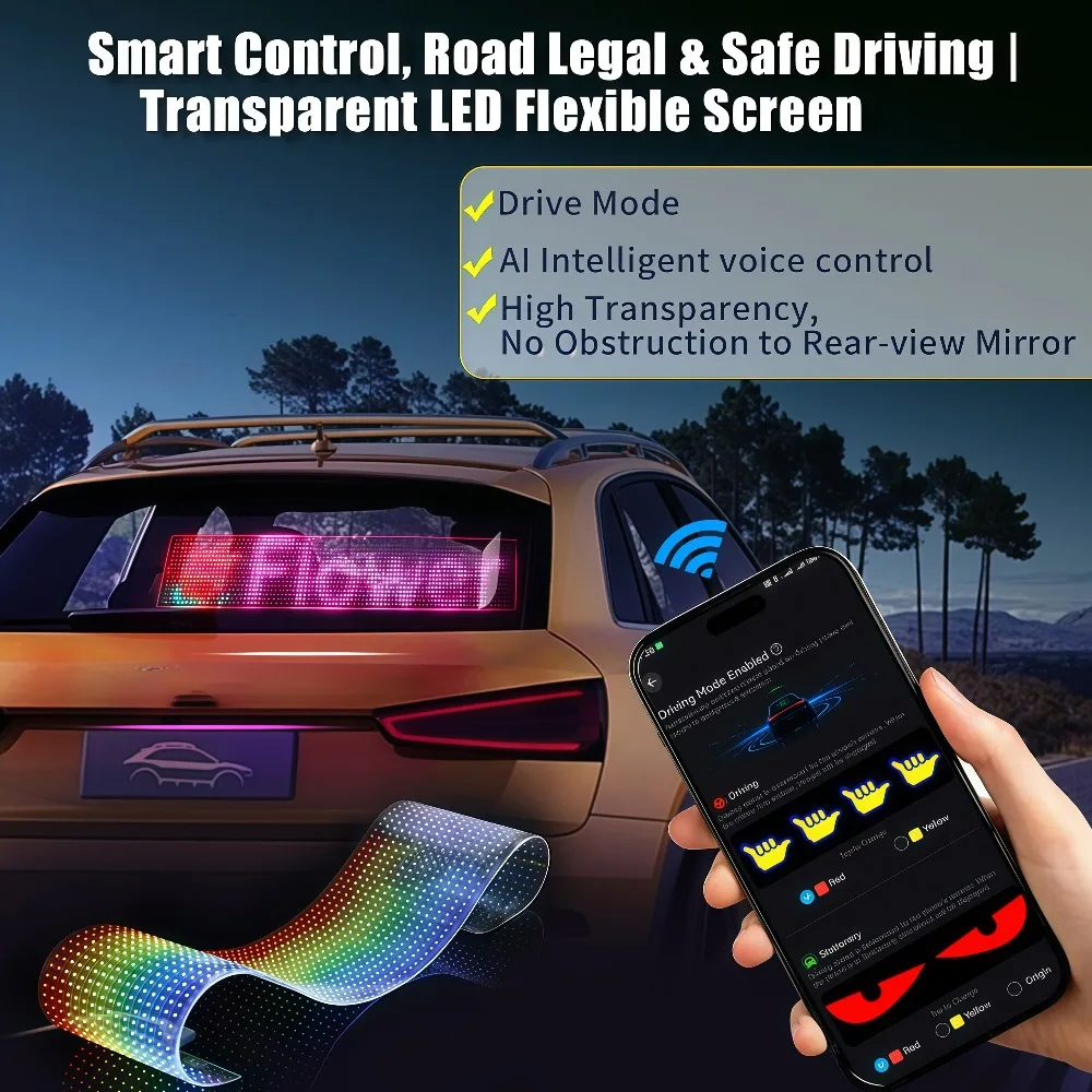 Devil Eyes Light for Windshield – LED Eyes for Cars/Trucks/SUVs/RV, App Controlled Animated Windshield, Custom Text & Graphics
