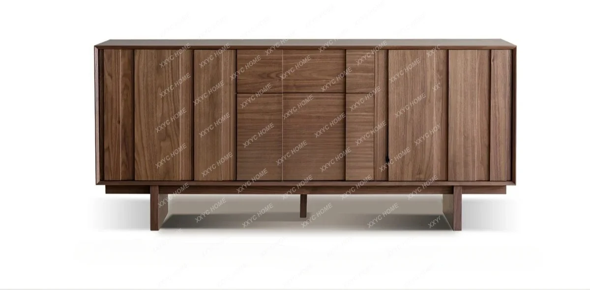 

L black walnut log dining side cabinet, all solid wood furniture, medium antique retro locker against the wall