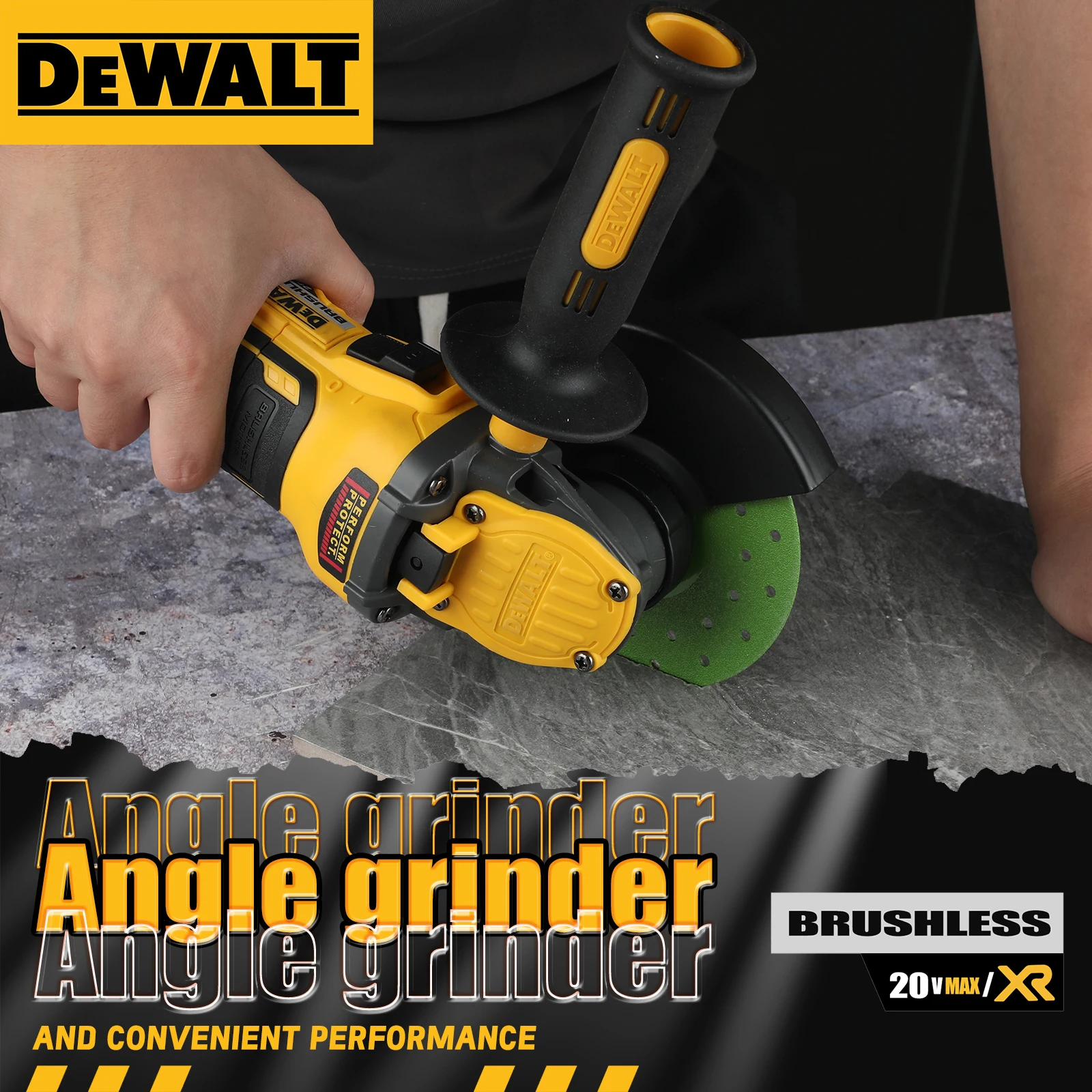 DEWALT DCG409B 20V MAX Brushless Cordless Angle Grinder 5 Inch Flat Head Kickback Brake Bare Tool For Metal Working