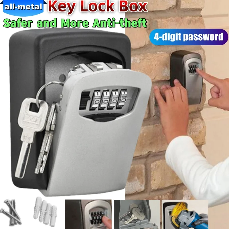 مفتاح حارس مفتاح اقفال الصناديق جميع المعادن 4 أرقام كلمة المرور مفتاح صندوق تخزين إدارة مكافحة سرقة الحائط مساحة كبيرة شحذ صندوق الأمان #1