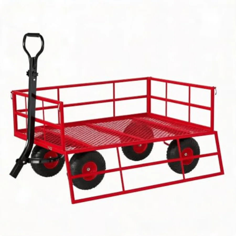 3-in-1 Heavy-Duty Steel Garden Cart Wagon 500 LBS Capacity