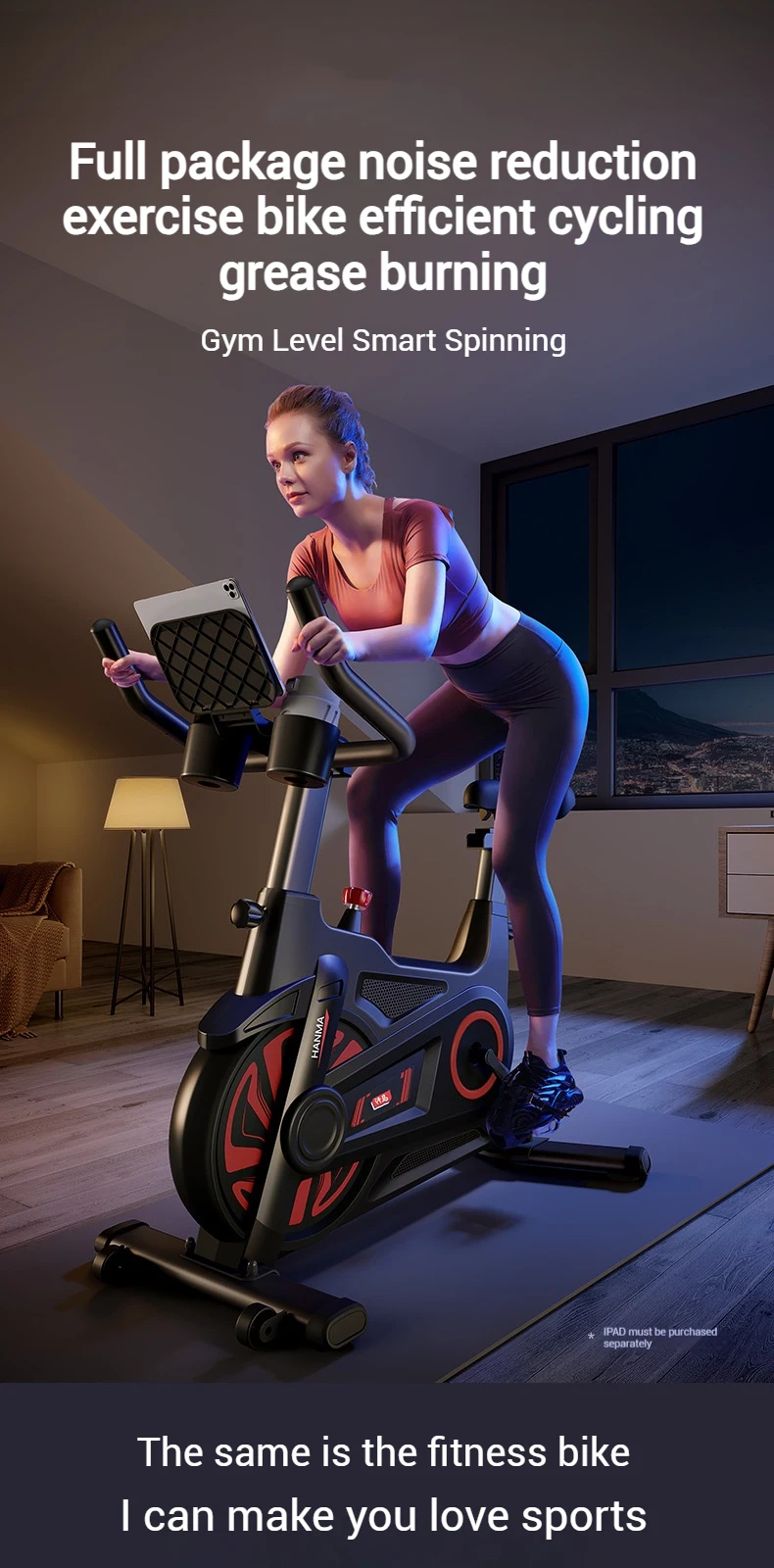 Indoor spinning bike, home gym dedicated magnetic control fitness bike, step bike